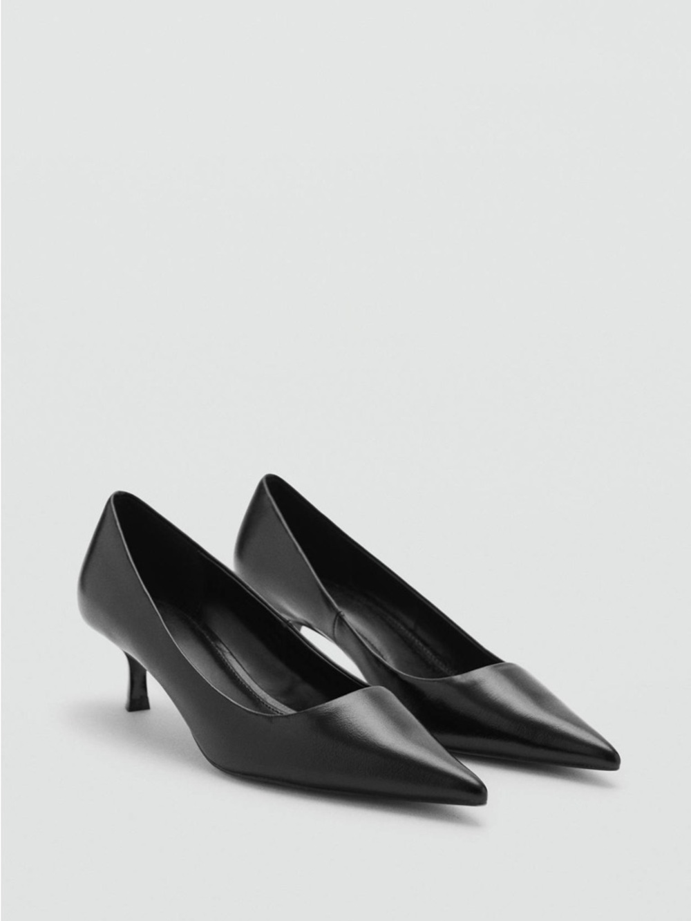 Mango MNG Black Faux Leather Kitten Heels Black Euro 37 US 6.5 New NWT
